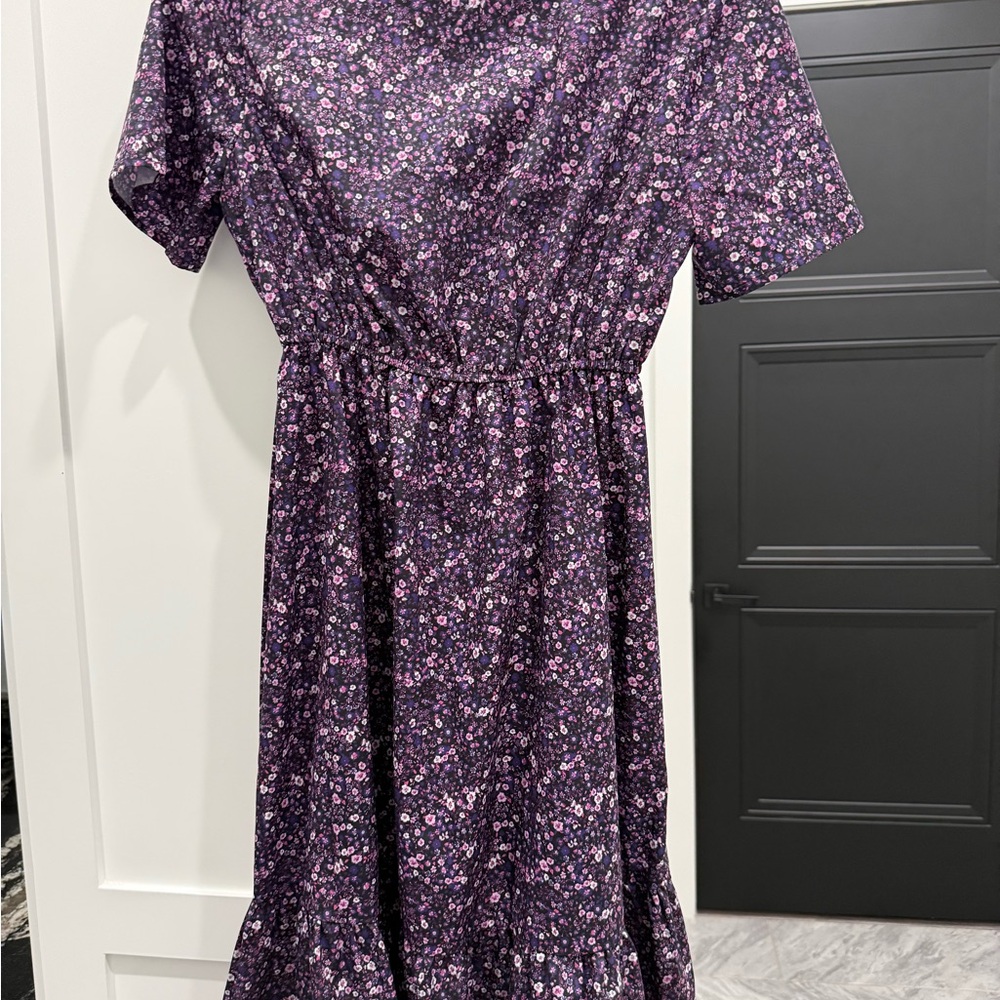 SHEIN Purple Floral Midi Dress